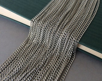 2.5mm Silver Ox Plated Curb Chain, 4FT