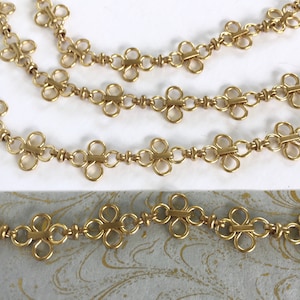 New!!! Baby Clover Chain, Fancy Brass Chain, 14mm, 2FT