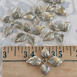 Antique Silver Plated Bead Caps, Nature Bead Caps, Leaf Findings, 18PCS, USA Made. image 7