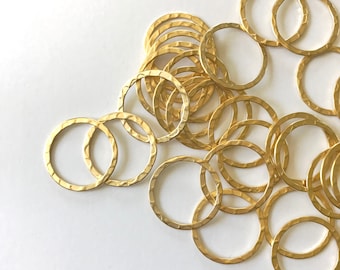 Closed Gold Jump Rings, Textured Jump Rings, 21mm, 12PCS