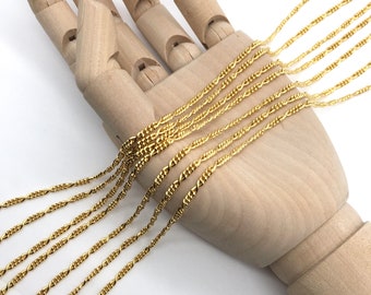 22K Gold Plated Curb Chain, Tiny Gold Curb Chain, USA Made, Jewelry Making Chain, 2.4mm, 3FT