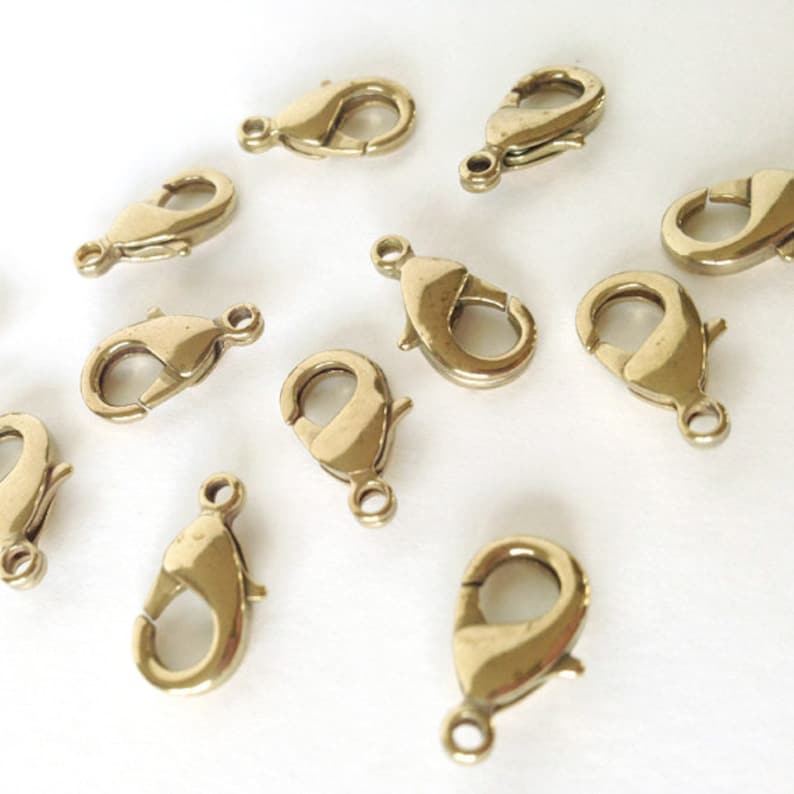 15mm Brass Lobster Clasp, Lobster Claw Clasp, 12PCS image 5