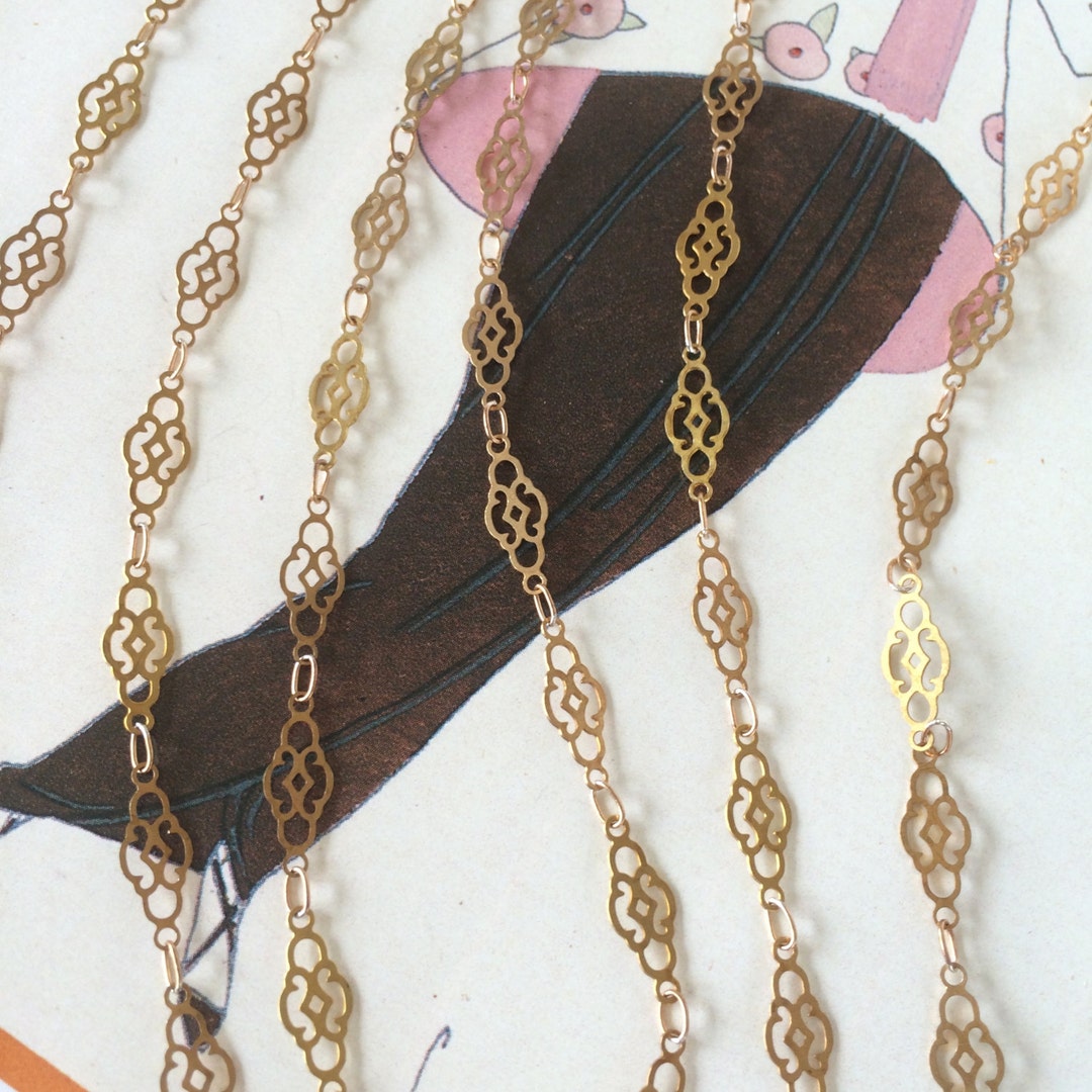 Laser Cut Chain, Filigree Chain, Fancy Brass Chain, 14mm, 2FT Etsy