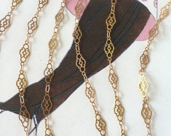 Laser Cut Chain, Filigree Chain, Fancy Brass Chain, 14mm, 2FT