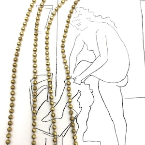 Vintage 2mm Faceted Brass Bead Chain, 2FT