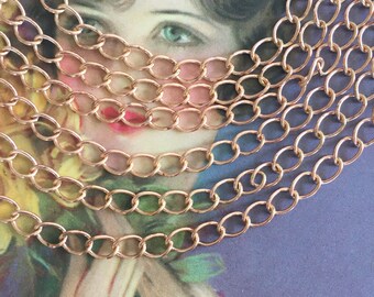 8mm Brass Curb Chain, 6FT