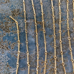 Matte Gold Bar Chain, Gold Chain, Industrial Chain, 13mm, 2FT