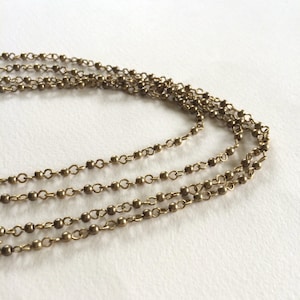 Vintage Brass Bead Chain, Brass Rosary Chain, Jewelry Making Chains, 3mm, 5FT