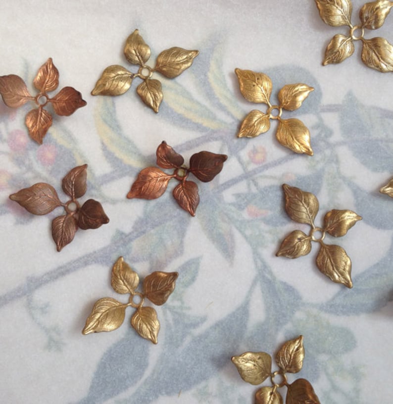 Brass Leaf Bead Caps, Leaf Findings, 24PCS, USA Made image 5