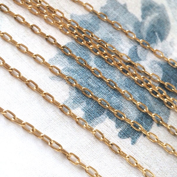 Skinny Brass Cable Chain, Small Cable Chain, USA Made, 4mm, 3FT
