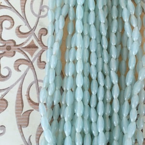 Vintage Aqua Glass Beads, Japan Rice Glass Beads, 6x3m, 240PCs