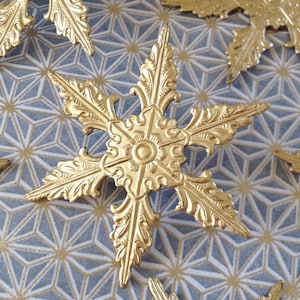 Brass Snowflakes Findings, Gold Star, 48mm, 1PCS