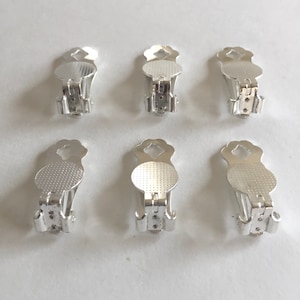 20PCS, Silver Pated Brass Base Clip On Earring Findings with 15mm Glue Pad, 25PCS