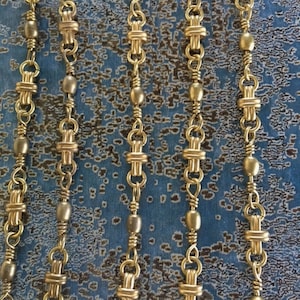 Vintage Fancy Bead Chain, Fancy Brass Chain, 1FT