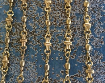 Vintage Fancy Bead Chain, Fancy Brass Chain, 1FT