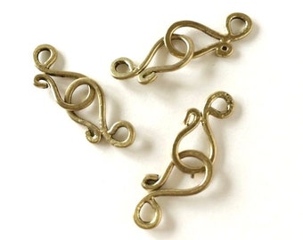 Small Brass S Hook, Shepard's Hook Clasp, Brass S Hook Clasp, 19mm, 4 Sets