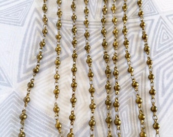 Vintage 3mm Brass Bead Chain, Jewelry Making Chains, 1FT