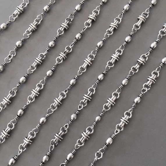 Fancy Vintage Silver Bead Chain Fancy Brass Chain 1FT Etsy