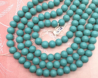 10mm Turquoise Glass Beads, Rustic Glass Beads, 50PC