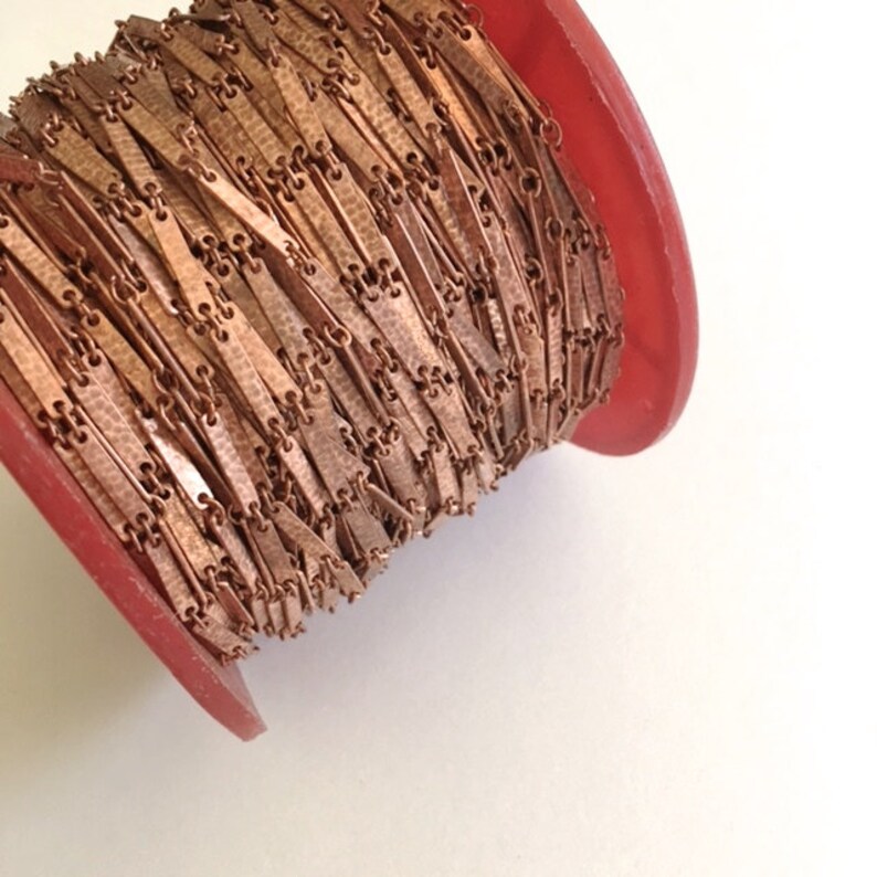 Vintage Bar Chain Copper Ox Hammered Bar Chain Industrial Etsy