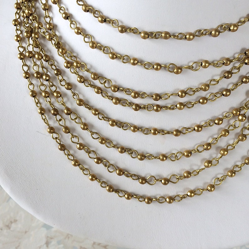 3mm Brass Bead Chain Brass Rosary Chain Tiny Bead Chain Etsy