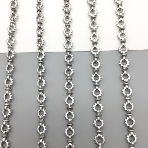 Vintage Silver Plate Sundial  Chain, Jewelry Making Chains, 6.6mm, 2FT