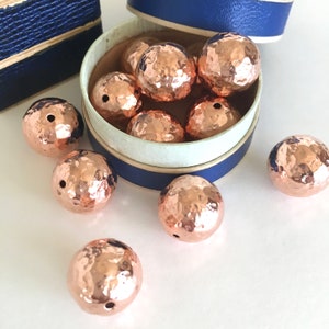 14mm Copper Bead, Hammered Copper Beads, 14mm, 4Pcs
