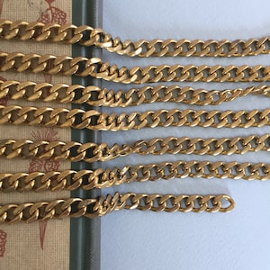 Schwere Vintage Panzerkette aus Messing, 9,5 mm