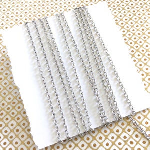 Tiny Silver Plated Cable Chain, Fine Cable Chain, 2.7mm, 8FT