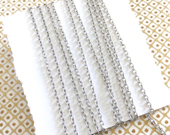 Tiny Silver Plated Cable Chain, Fine Cable Chain, 2.7mm, 8FT