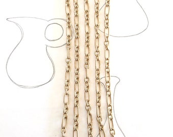 Reed Chain, Fancy Brass Chain, Cable Chain, Figaro Chain, 10mm, 4FT