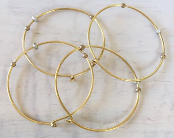 ヴィンテージ真鍮バングルブレスレット、留め金付き、4点セット