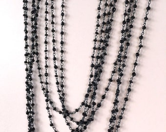 Black Seed Bead Glass Necklace, 3mm, 5FT