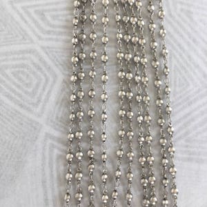Antique Silver Plated Bead Chain, Rosary Chain, 3mm, 1FT