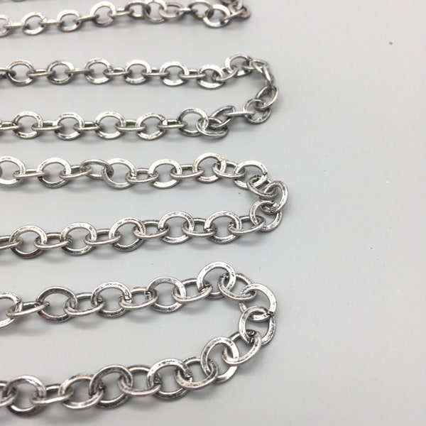 Silver Ox Plated Steel Cable Chain, 8mm, 2FT