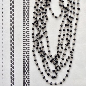 Black Seed Bead Glass Necklace, 3mm, 5FT