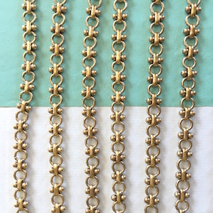 Vintage Brass Bowdoin Chain, Jewelry Making Chain, 7mm, 16&quot;