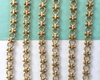 Vintage Brass Bowdoin Chain, Jewelry Making Chain, 7mm, 16&quot;