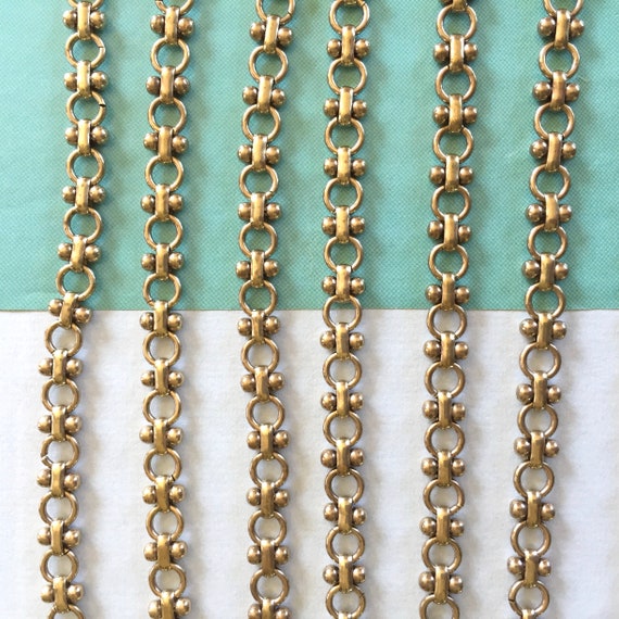 Vintage Brass Bowdoin Chain, Jewelry Making Chain, 7mm, 1FT