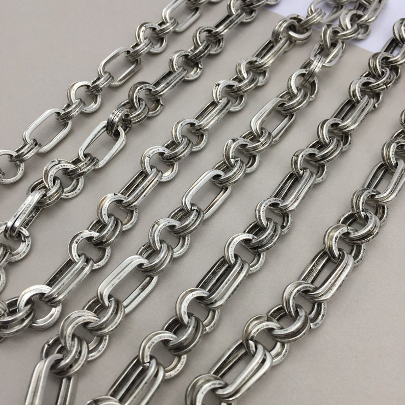 Staggered Chain Silver Ox Benjamin Chain, Double Cable Chain, Jewelry Making Chains ...
