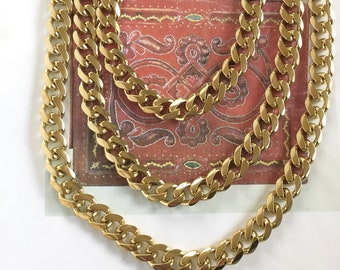 Heavy 11mm Vintage Brass Flat Curb Chain, Heavy Curb Chain, 11mm, 1FT