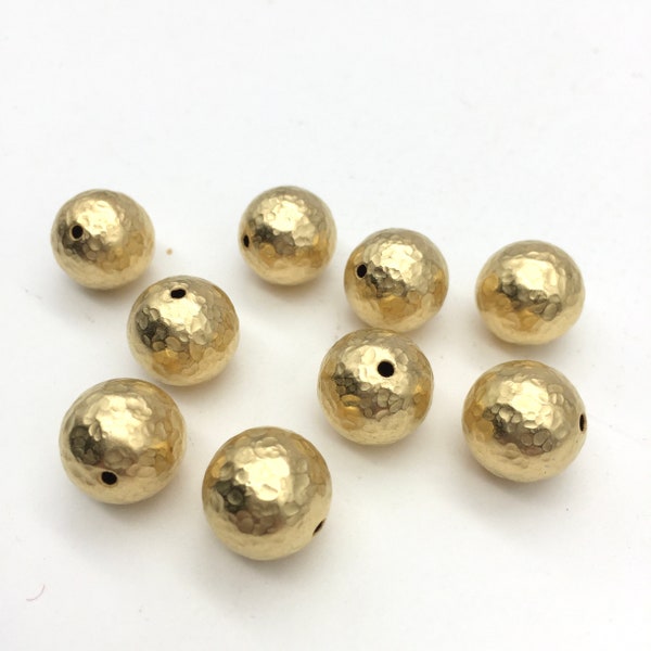 New Size!!! 14mm, 22K Gold Plated Copper Bead, Hammered Gold Beads, 4PCS