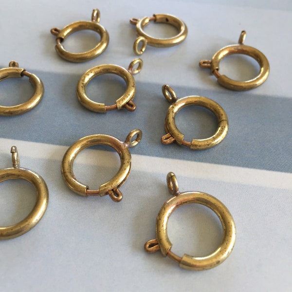 16mm, Brass Spring Ring Clasp, Large Spring Ring, Vintage Clasp, 10PCS