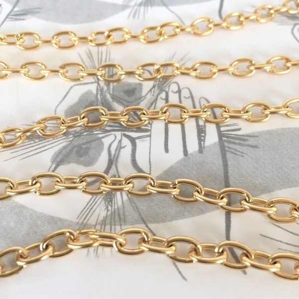 Matte Gold Cable Chain, 7mm, 2FT