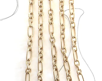 Reed Chain, Fancy Brass Chain, Cable Chain, Figaro Chain, 10mm, 4FT