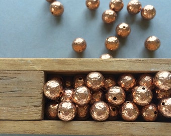 10 mm koperen kralen, gehamerde koperen kralen, 10 mm, 12 stuks