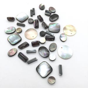 Vintage Gray Mother of Pearl  and Abalone Beads, Jewelry Making Shells, 20PCS