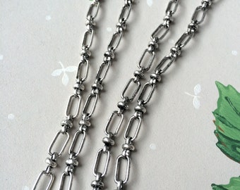 Vintage Silver Plated Beaux Chain, Fancy Brass Chain, 11mm, 3FT