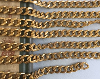Vintage 9.5mm Brass Heavy Curb Chain, 1FT
