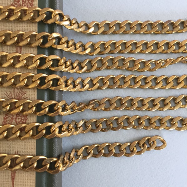 Vintage 9.5mm Brass Heavy Curb Chain, 1FT